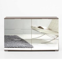 Commode ENSSE 6 tiroirs 130cm graphite et verre noir