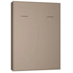 Armoire lit escamotable SMART-V2 taupe mat couchage 140*200 cm.