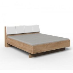 Lit coffre VIRONI 180 x 200 cm blanc et chêne