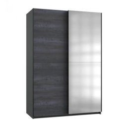 Armoire HERO décor graphite et acier oxydé 2 tringle 135cm