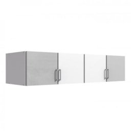 Surmeuble LAVAL finition blanc et béton 179 x 58 cm 4 portes