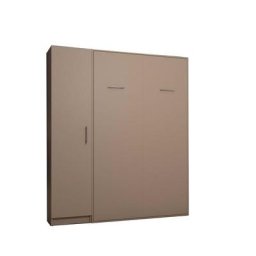 Composition armoire lit escamotable SMART-V2 Taupe mat Couchage 160 x 200 cm colonne armoire