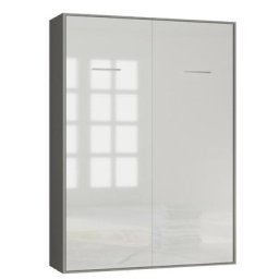 Armoire lit escamotable SMART-V2 structure gris graphite mat, façade Gloss blanc brillant 160*200 cm
