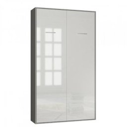 Armoire lit escamotable SMART-V2 gris graphite mat façade Gloss blanc brillant 120*200 cm