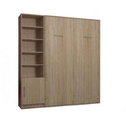 Composition armoire lit escamotable SMART-V2 chêne naturel Couchage 160 x 200 cm