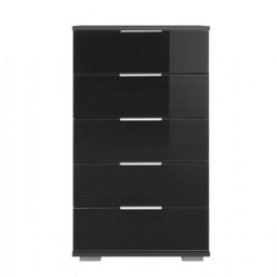 Commode ENSSE 5 tiroirs graphite et verre noir