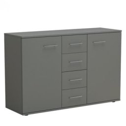 Commode combinée SMART 2 portes 4 tiroirs gris graphite mat