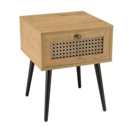 Chevet CALINE 1 tiroir effet cannage / pieds métal noir