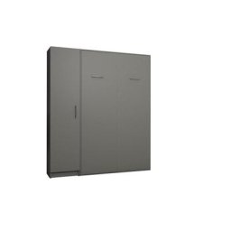 Composition armoire lit escamotable SMART-V2 gris mat Couchage 140 x 200 cm colonne armoire
