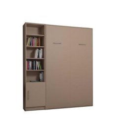 Composition armoire lit escamotable SMART-V2 Taupe mat Couchage 140 x 200 cm