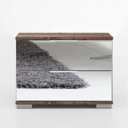 Chevet ENSSE chêne châtaigne et miroir 2 tiroirs