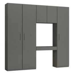 Ensemble de rangement pont table bureau tiroir gris graphite mat largeur 250 cm