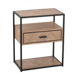 Table de chevet MOUNIE 1 tiroir Motifs chevron naturel clair / Pieds métal noir