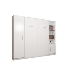 Composition armoire lit escamotable SMART-V2 blanc mat Couchage 160cm 2 colonnes rangements
