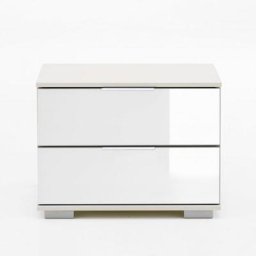 Chevet ENSSE blanc et verre blanc 2 tiroirs