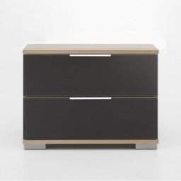 Chevet ENSSE chêne et verre gris 2 tiroirs