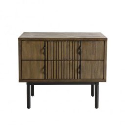 Chevet 2 Tiroirs GINO Acacia et pieds métal