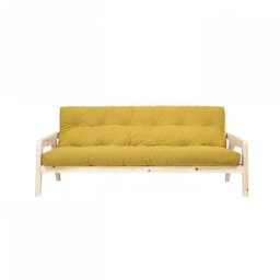 Canapé convertible futon GRAB pin naturel coloris miel couchage 130 cm.
