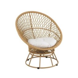 Chaise avec Coussin ROSO en Métal et Roseau / Beige