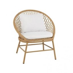 Sofa avec Coussin 1 personnes ROSO en Métal et Roseau / Beige
