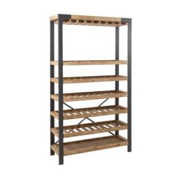 Étagère à vin USTI 50 bouteilles + verres Métal / Bois naturel