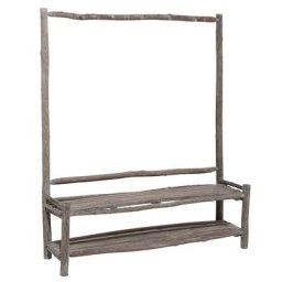 Porte manteaux banc CHET chêne foncé vieilli