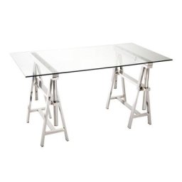 Bureau ajustable FELO acier inoxydable argenté / verre