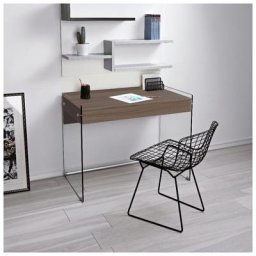 bureau MYDESK en verre clair coloris noyer