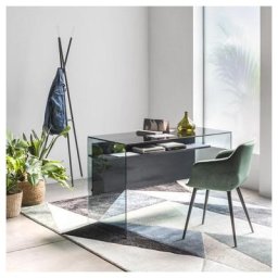 bureau L-SCRIBA en verre fumé coloris noir carbone