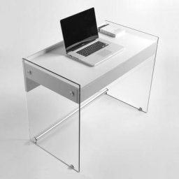 bureau MYDESK en verre clair coloris blanc mat