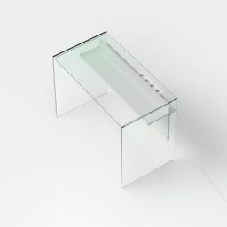 bureau SCRIBA en verre clair coloris blanc mat