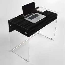 Bureau TOKIO 1 tiroir noir charbon piétement en verre