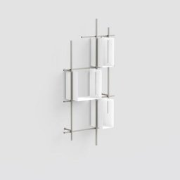 Bibliothèque murale LIBRA acier 2 colonnes gris tourterelle 3 boîtes blanc