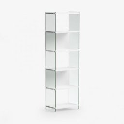 Bibliothèque murale BYBLOS 60 cm verre plateau stratifié coloris blanc