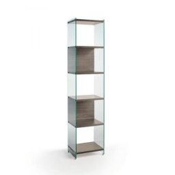 Bibliothèque murale 6 étagères BABYLONE 45 cm céruse noyer