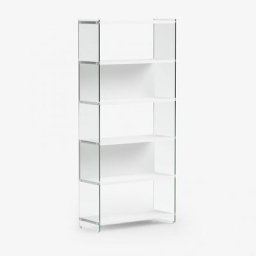 Bibliothèque murale BYBLOS 90 cm verre plateau stratifié coloris blanc