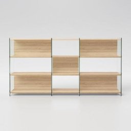 Bibliothèque murale BYBLOS en verre de 126 cm coloris chêne naturel