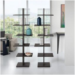 Bibliothèque STEP en stratifié écologique coloris noyer ardoise