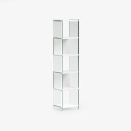 Bibliothèque murale BYBLOS 45 cm verre plateau stratifié coloris blanc