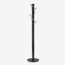 Porte manteau SMARTYN structure acier noir, base MDF noir, Cintres transparent