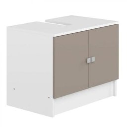 Meuble sous-vasque RIVA design blanc 2 portes taupe