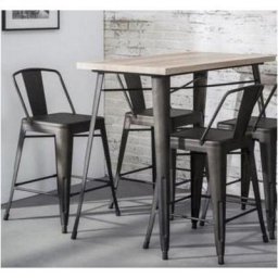 Table de bar BILOU design chêne avec piétement en acier