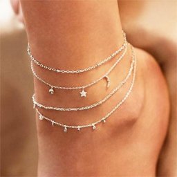 IPARAM-Bracelet de cheville en cristal multicouche vintage bohème pendentif étoile lune rinçage