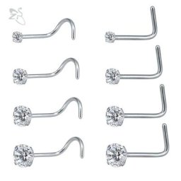 ZS-Piercing en Acier pour Narine Bijoux en Forme de L Générateur de L Clip 8 Pièces