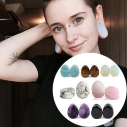Bouchons d'oreille en forme de larme en pierre naturelle piercings tunnel jauges de boucle