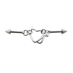 JHJT-Piercing Industriel en Forme de Cœur 14/16G Générateur d'Haltères Boucle d'Oreille en Acier