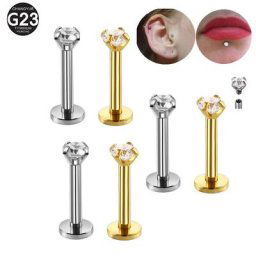 Piercing en Titane G23 à Filetage Interne Boucles d'Oreilles Clous d'Oreilles Labret 2-5mm