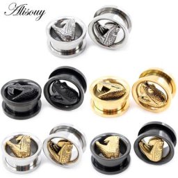 Alisouy – tête de serpent en acier inoxydable 8-19mm bouchons tunnel d'oreille extenseur de