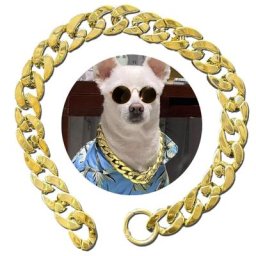 Collar-Collier doré et argenté pour chiens ornements de bouledogue accessoires pour animaux de