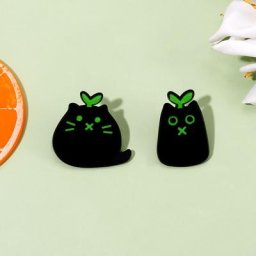 Broche en métal émaillé mignon dessin animé noir chaton Vintage mode créative Badge de